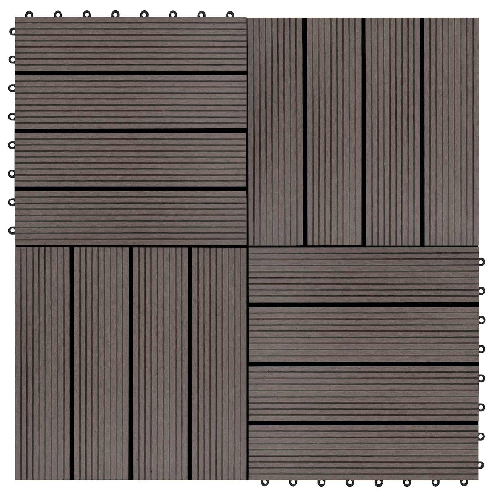 WPC Terrassenfliesen 11er Set Dunkelbraun 30x30 cm Klicksystem Bodenbelag für Balkon Terrasse Garten