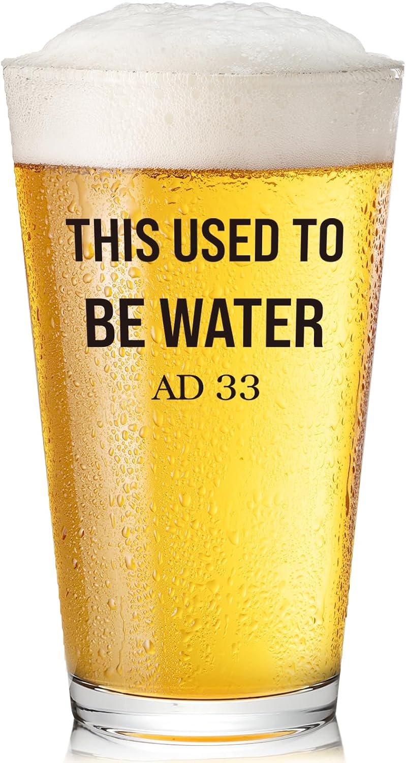 Beer Glasses 16oz Birthday Gift for Dad Husband Brother Boyfriend Grandpa