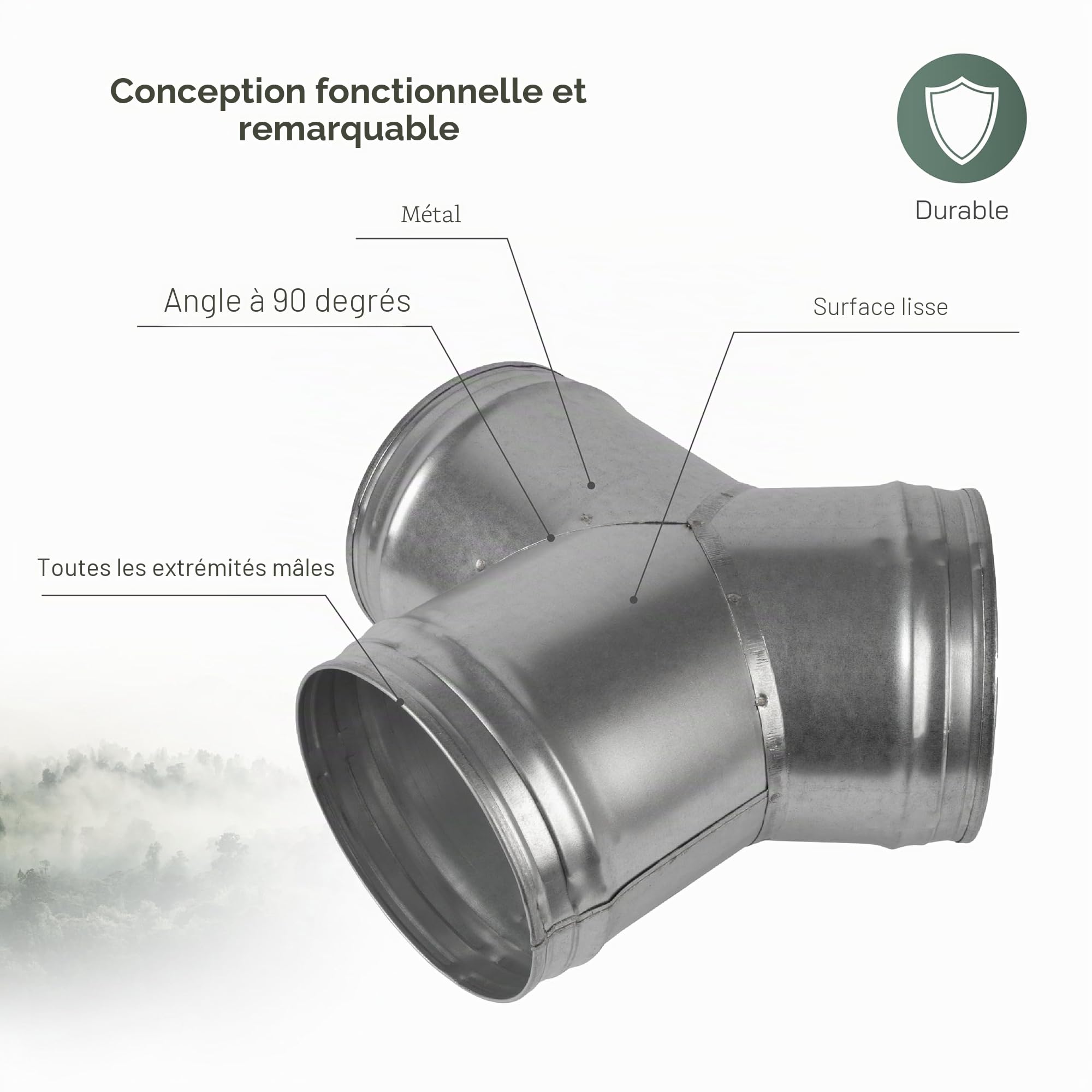 Vent Systems Connecteur de conduit de 150 mm à 3 voies pour tuyau rond en forme de Y - Extracteur de ventilateur - Connecteur en Y - Raccord en Y - Raccord en métal de 150 mm