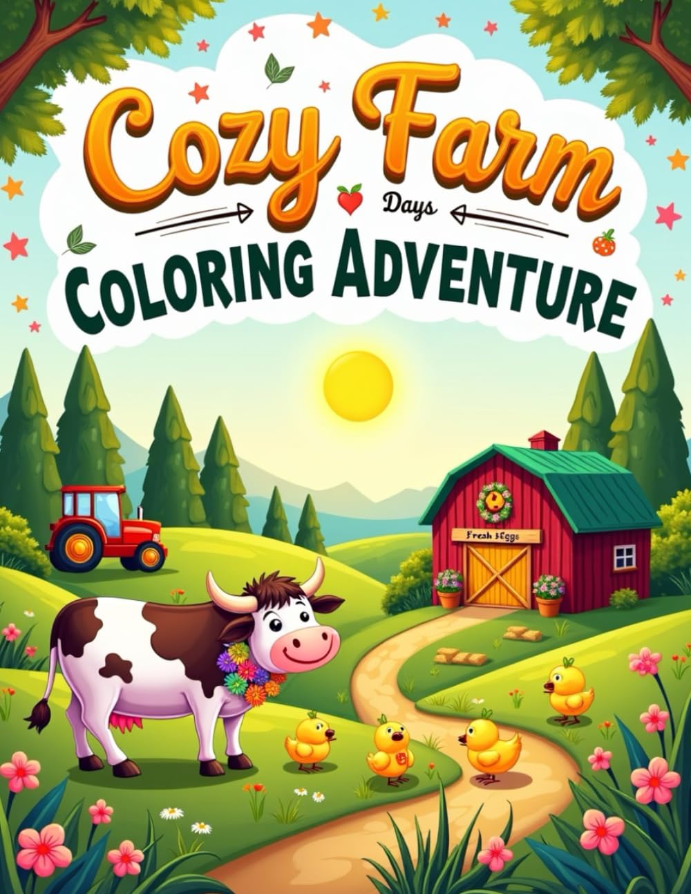 Cozy Farm Days Coloring Adventure: 50 Charming Barnyard Scenes to Color — Farm Animals, Tractors & Hayrides, cozy farm coloring book for Kids Ages 3–7 (Cozy Corner Coloring Series)
