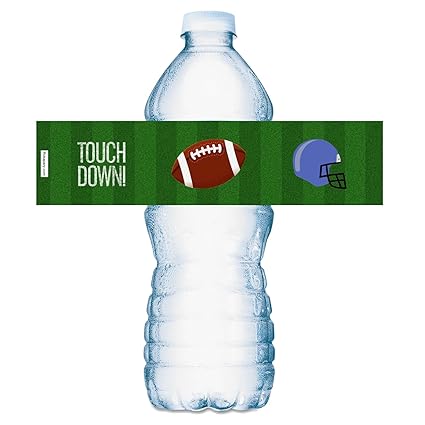 20 Sports Football Water Bottle Labels, Waterproof Water Bottle Wrappers, Great Stickers for Birthday Party, Baby Shower, Wedding, Graduation, or Any ...