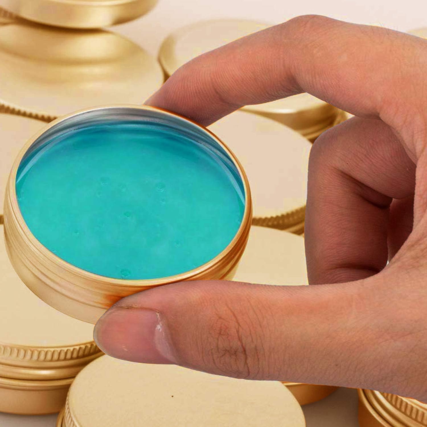0.5 Ounce Aluminum Tin Jar Refillable Containers 15 ml Aluminum Screw Lid Round Tin Container Bottle for Cosmetic, Lip Balm, Cream, 20 Pcs Gold