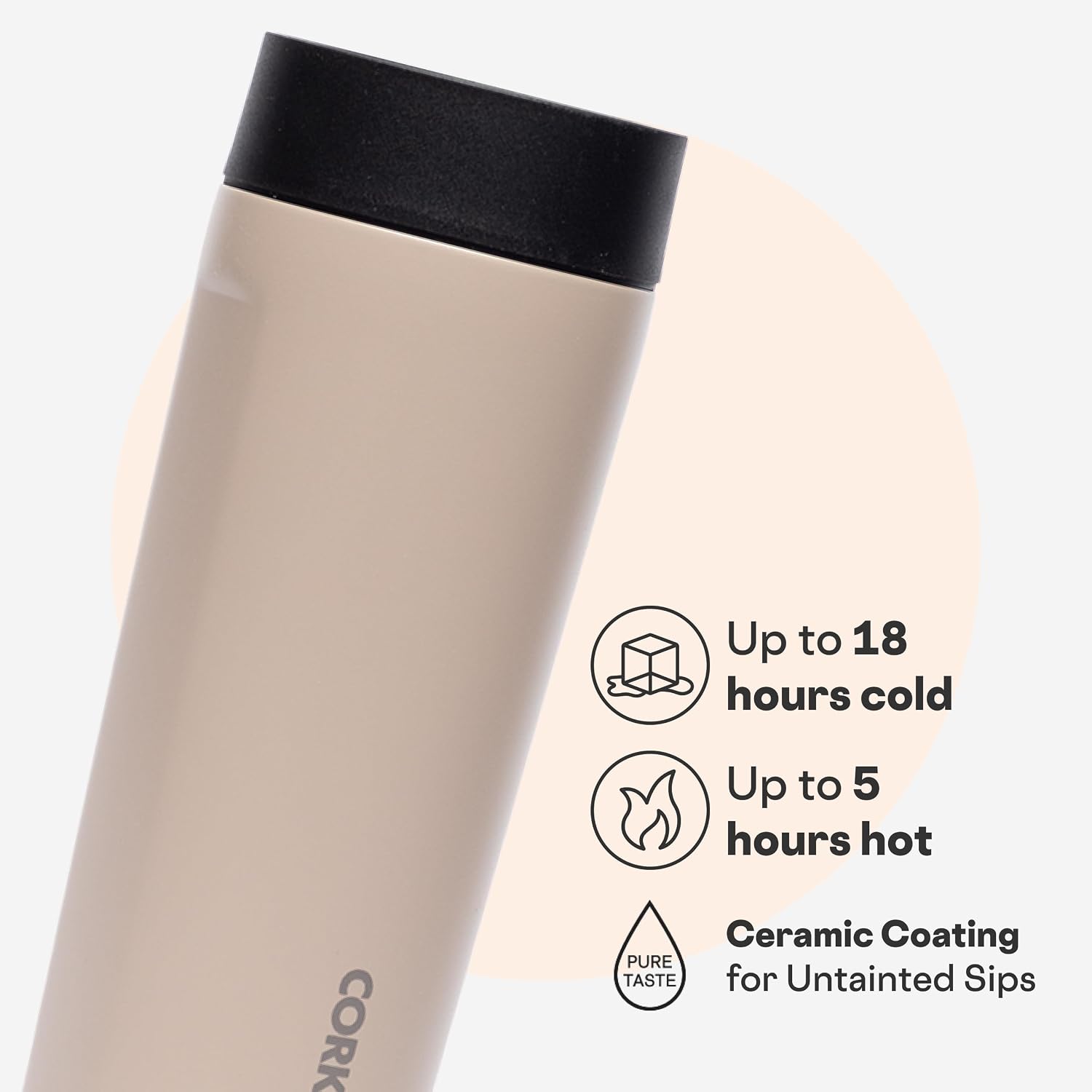 Corkcicle Commuter Cup - Insulated Stainless Steel Travel Mug - Holiday Mug Gift - 17 oz - Desert