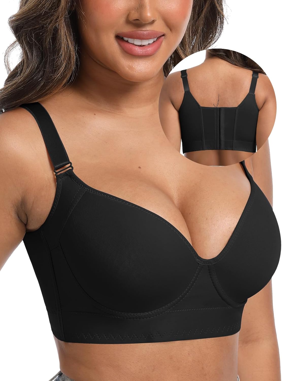Push Up Back Smoothing Bras for Women Full Coverage T Shirt Brasieres