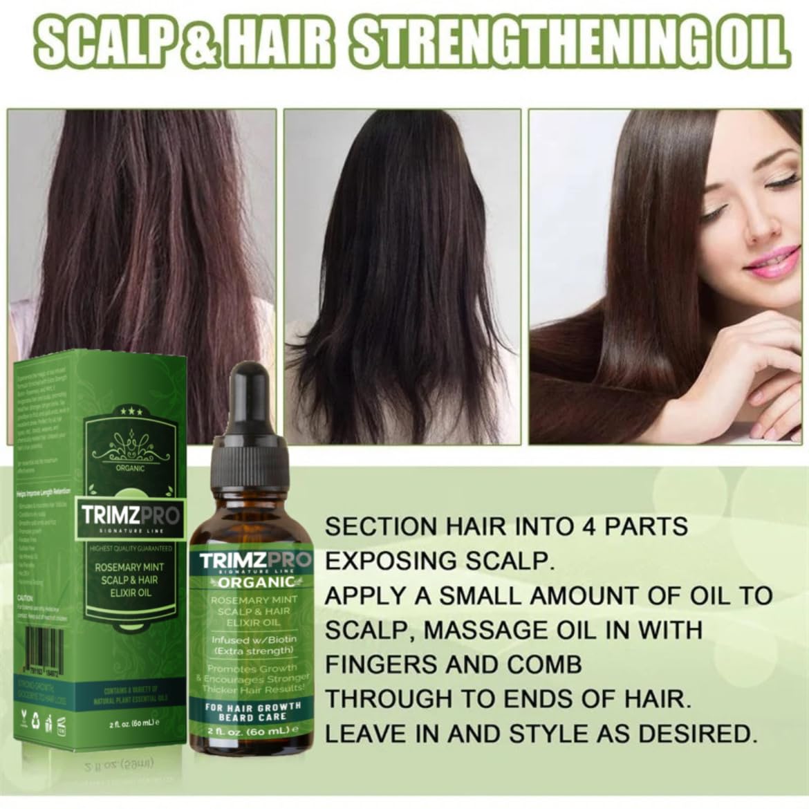 TrimzPro Rosemary Mint Hair Growth with Biotin & Castor - Image 2