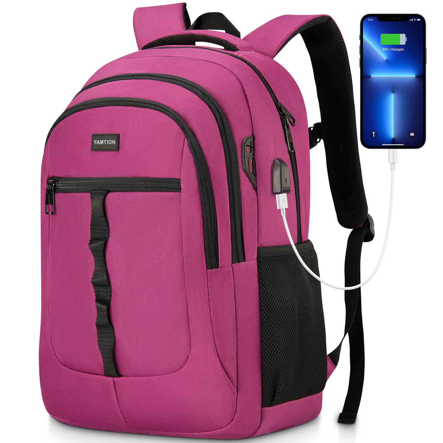 YAMTION School Backpack for Women Teen Girls 17.3 Inch Laptop Bookbag Backpack with USB for High School College Students