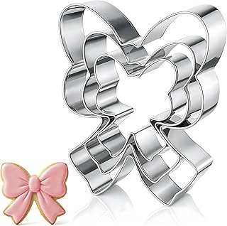 3 Pcs Bow Cookie Cutter Set, 3.86" 2.83" 2.05" Stainless Steel cute Cookie Cutter For Baking, Fondant, Crafts, Baby Shower, Birthday, Wedding, Holiday
