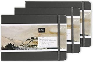 ETCHR Mixed Media Sketchbooks for Drawing and Painting 3 pk - Size A5 5.8x8.3 Inch - 100% Cotton Cold Press Textured Vegan-Friendly Multimedia Sketchbooks - 44 Pages Per Book