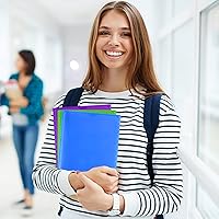 Vista 8 de Officygnet Paquete de 8 carpetas de 2 bolsillos con cierre de 3 puntas, carpeta de plástico resistente con bolsillo frontal transparente, carpetas a