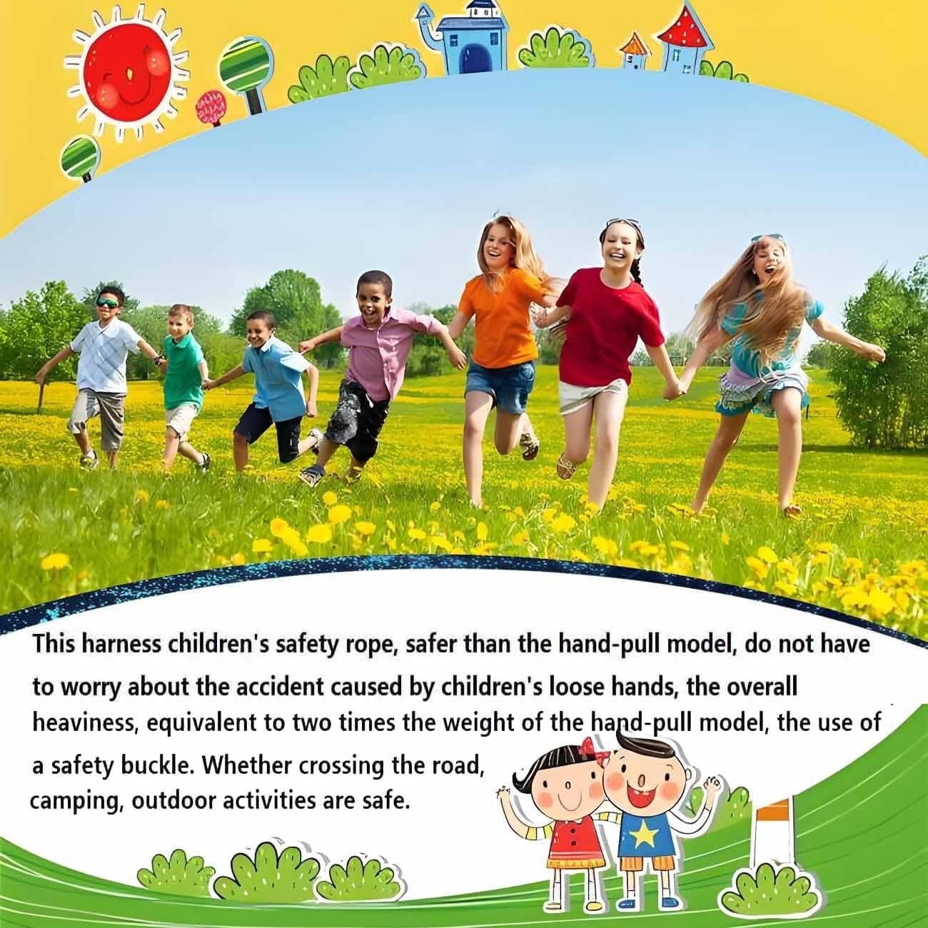 Corda da Passeggio in età Prescolare per l'asilo Nido,Corda da Passeggio per Bambini,Corda da Passeggio per la Sicurezza dei Bambini Waist Style Adatta per 12 Bambini e 2 Insegnanti.