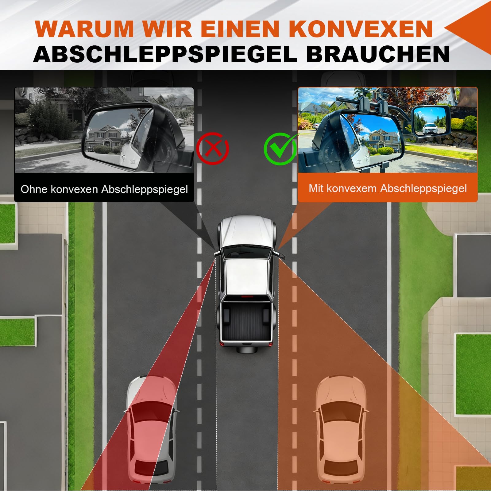 GEARMONSTER Wohnwagen Spiegel, Auto Spiegel für Wohnwagen, Universal Wohnwagenspiegel, 360° verstellbar, Außen Konvexspiegel Autospiegel für alle gängigen Fahrzeugtypen, 2 Stück