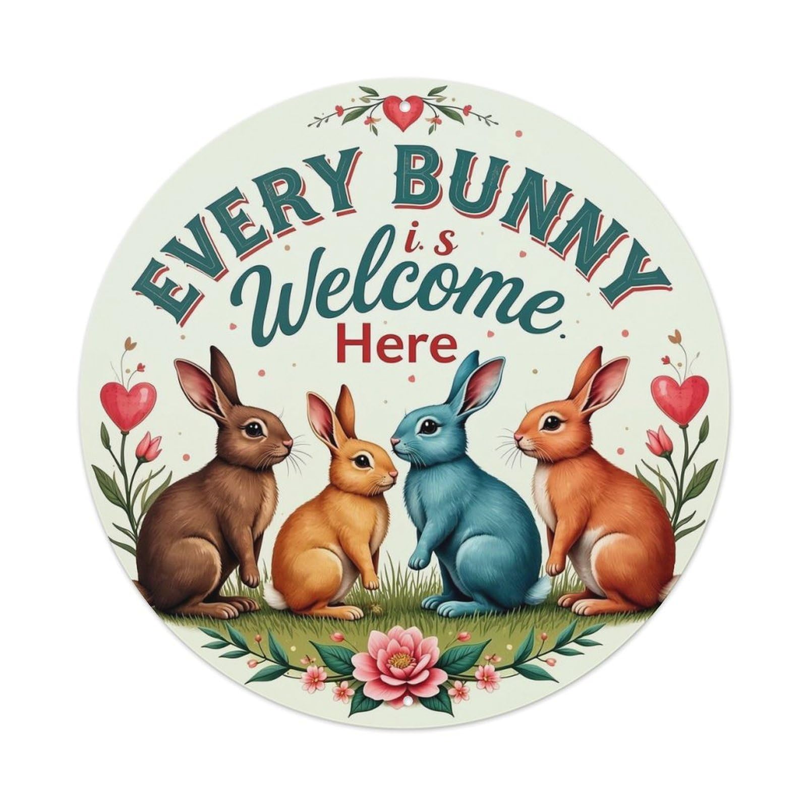 Jdyansheng Vintage Every Bunny Is Welcome Here Tin Sign Metal Poster Metal Signs For Home Man Cave Bar Cafe Kitchen Laundry Room Wall Decorations 8X8 Inches