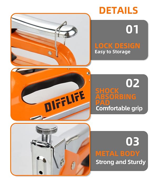 DIFFLIFE Heavy Duty 4-in-1 Manual Brad Nailer with 2400 Staples by DIFFLIFE - Used condition - Image 7