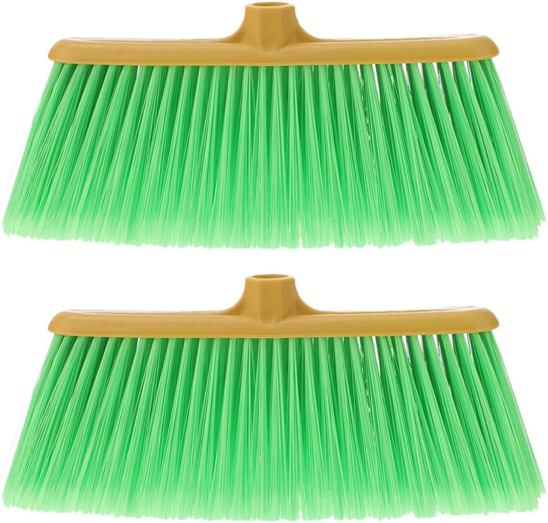 2 Pack Plastic Sweeper Broom Head Replacement, Dense Bristles