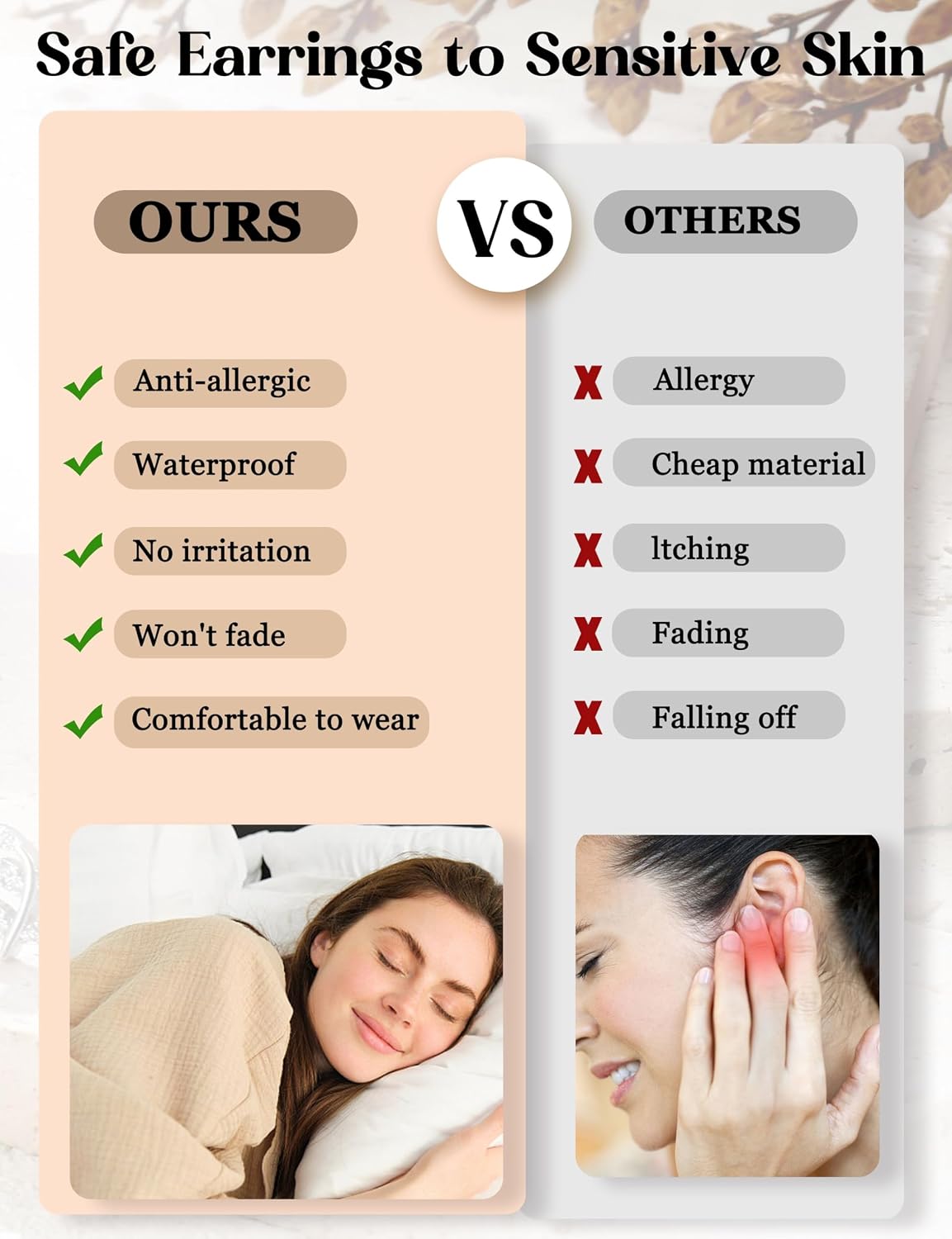 LOLIAS 16 Gauge Cartilage Earrings Helix Earrings for Women Stainless Steel Helix Piercing Jewelry Leaf Butterfly CZ Studs Flat Back Cartilage Earrings Set 9Pcs