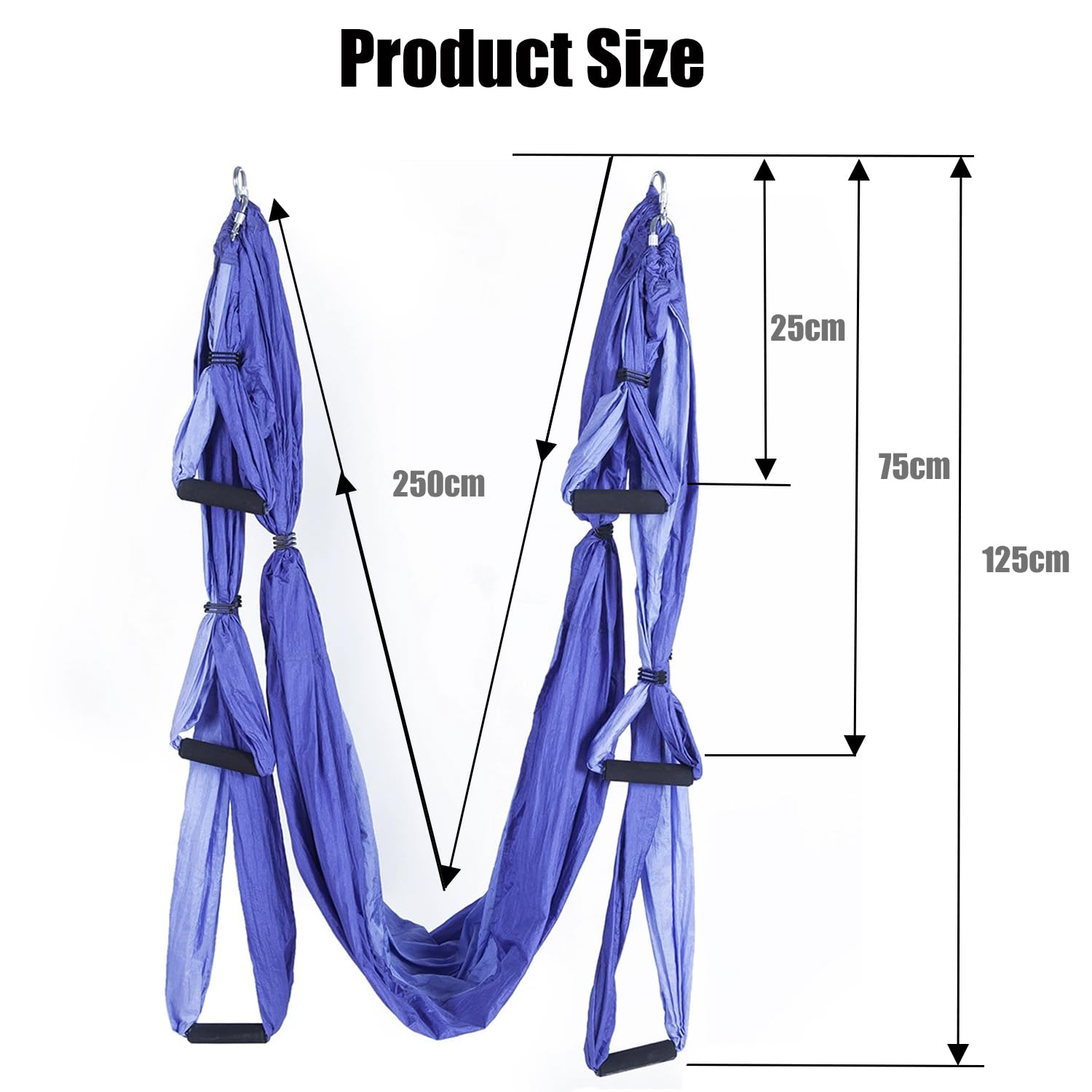 Hamac de Yoga Aérien Kits,Anti-Gravité Yoga Pilates,avec Poignée épaisse en Mousse,Capacité 200 kg(Violet Clair)