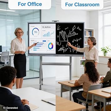 Smart Board Stand for 44– 75 Interactive Smart Whiteboard, Height Adjustable Mobile Portable Stand with Four Lockable Wheels for Classroom Home Office Business Studio