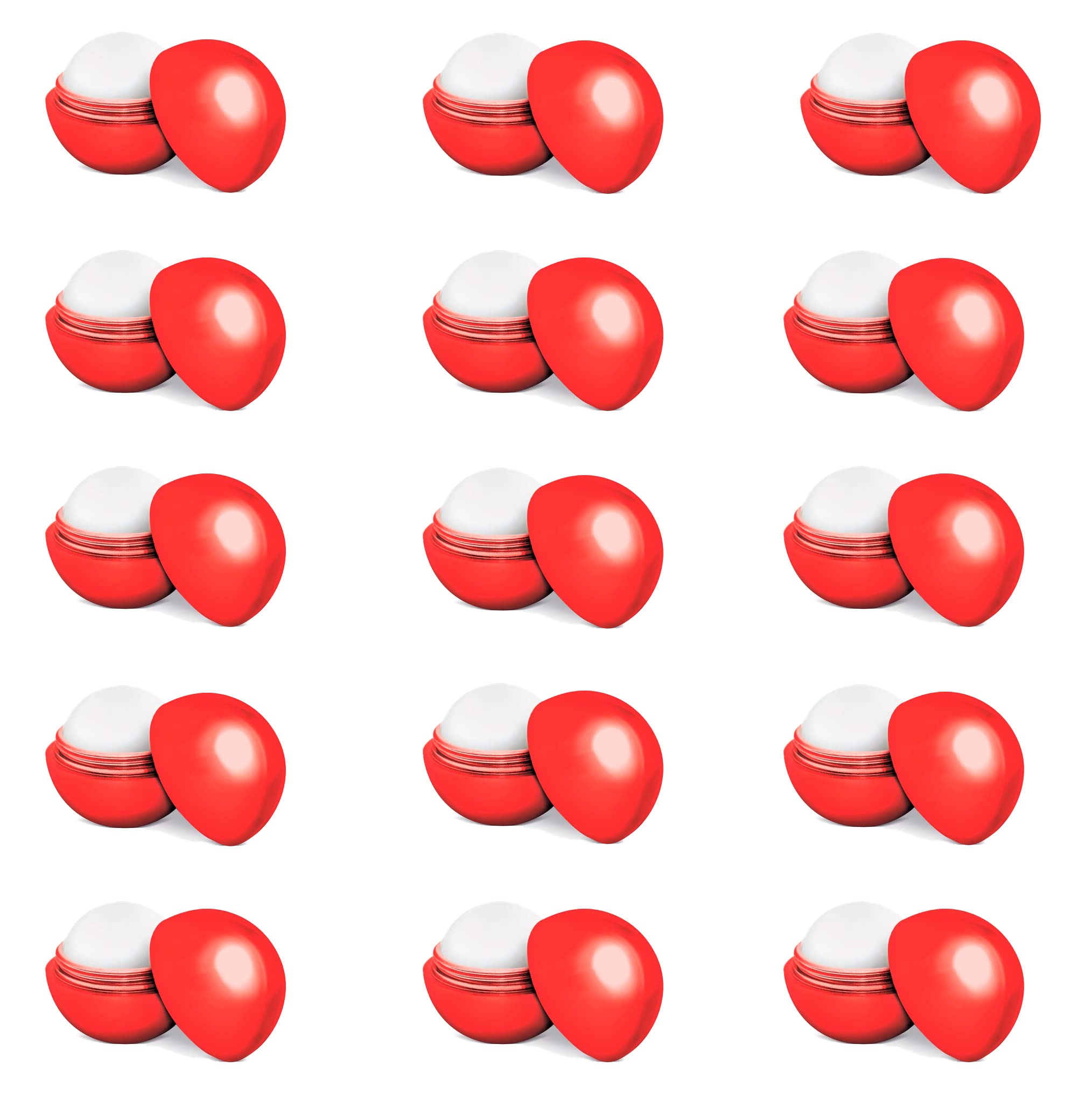 Lote 50 Bálsamos labiales rojos redondos con aroma a vainilla. Dermatológicamente testado, balsamos labiales para detalles de invitados en bodas, bautizos, comuniones o cumpleaños … (50)