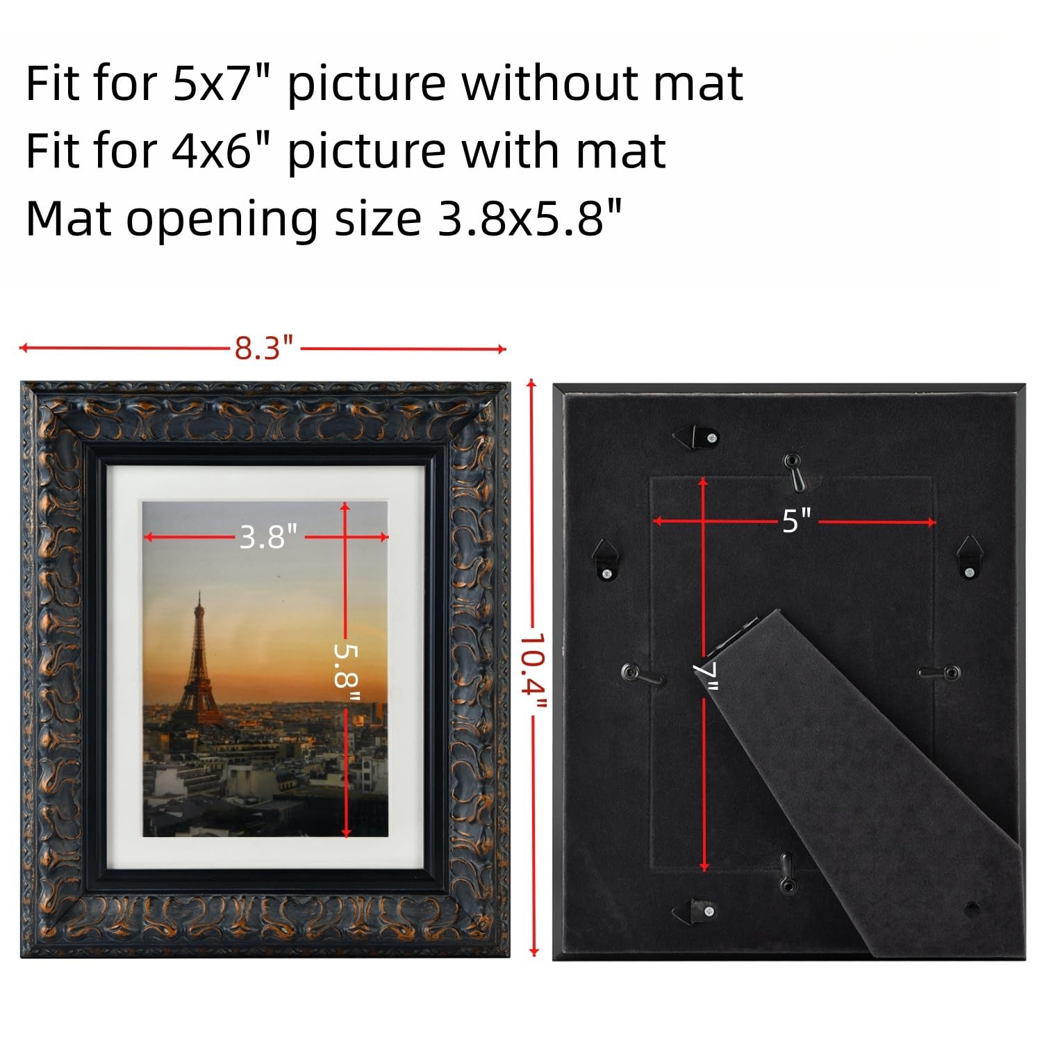 Amazon.co.jp: Zibrelte アンティーク 5x7 フォトフレーム 4x6マット