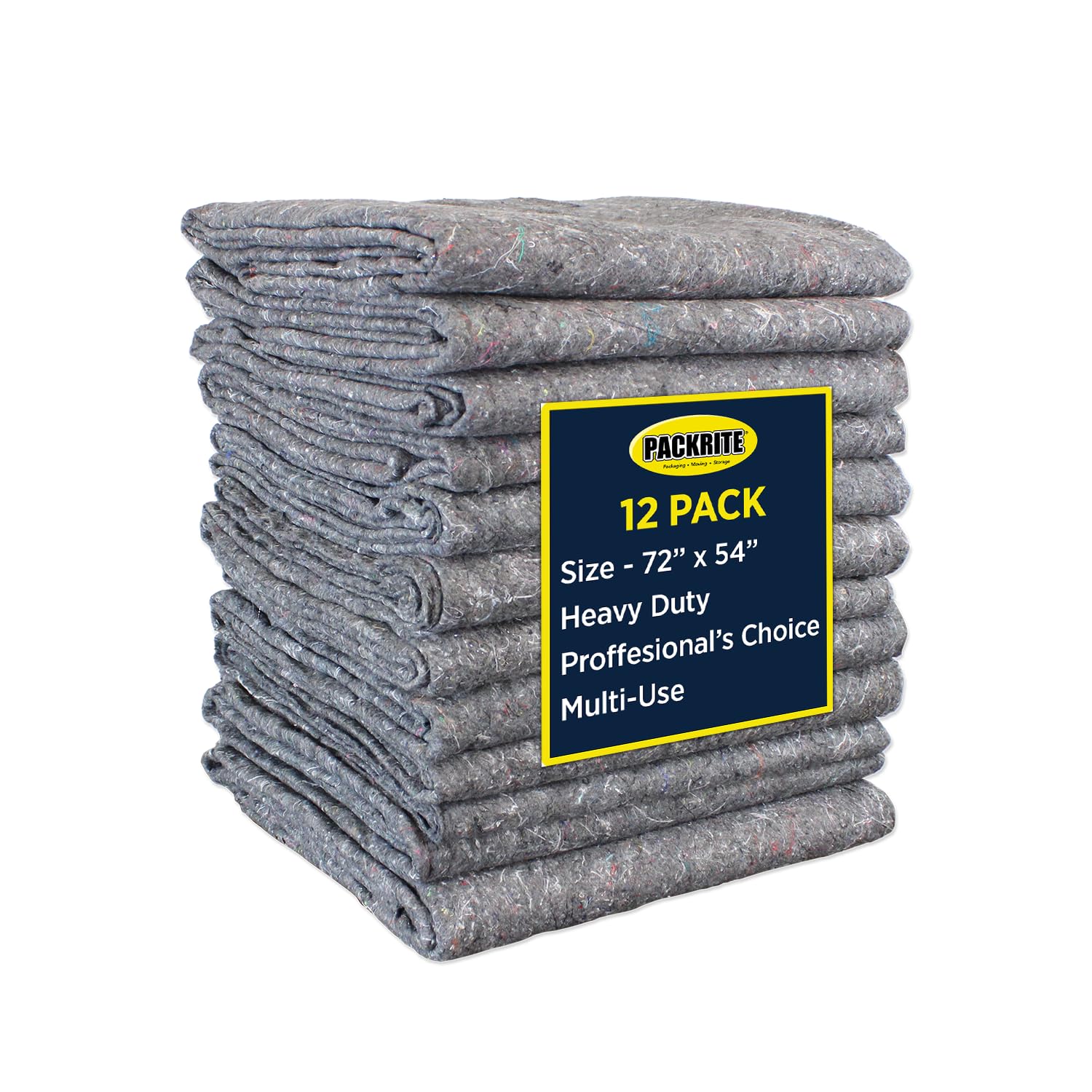 UBMOVE Textile Moving Pads Blankets - 12 Pack, 54x72 Inch, Heavy Duty Packing Blankets For Furniture
