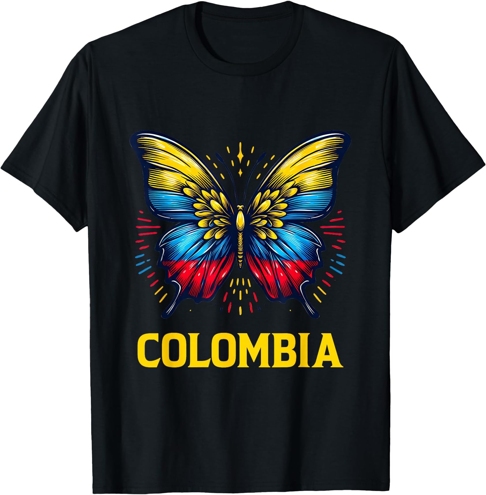 Vintage Colombia Beautiful Butterfly Country Colombian Flag T-Shirt