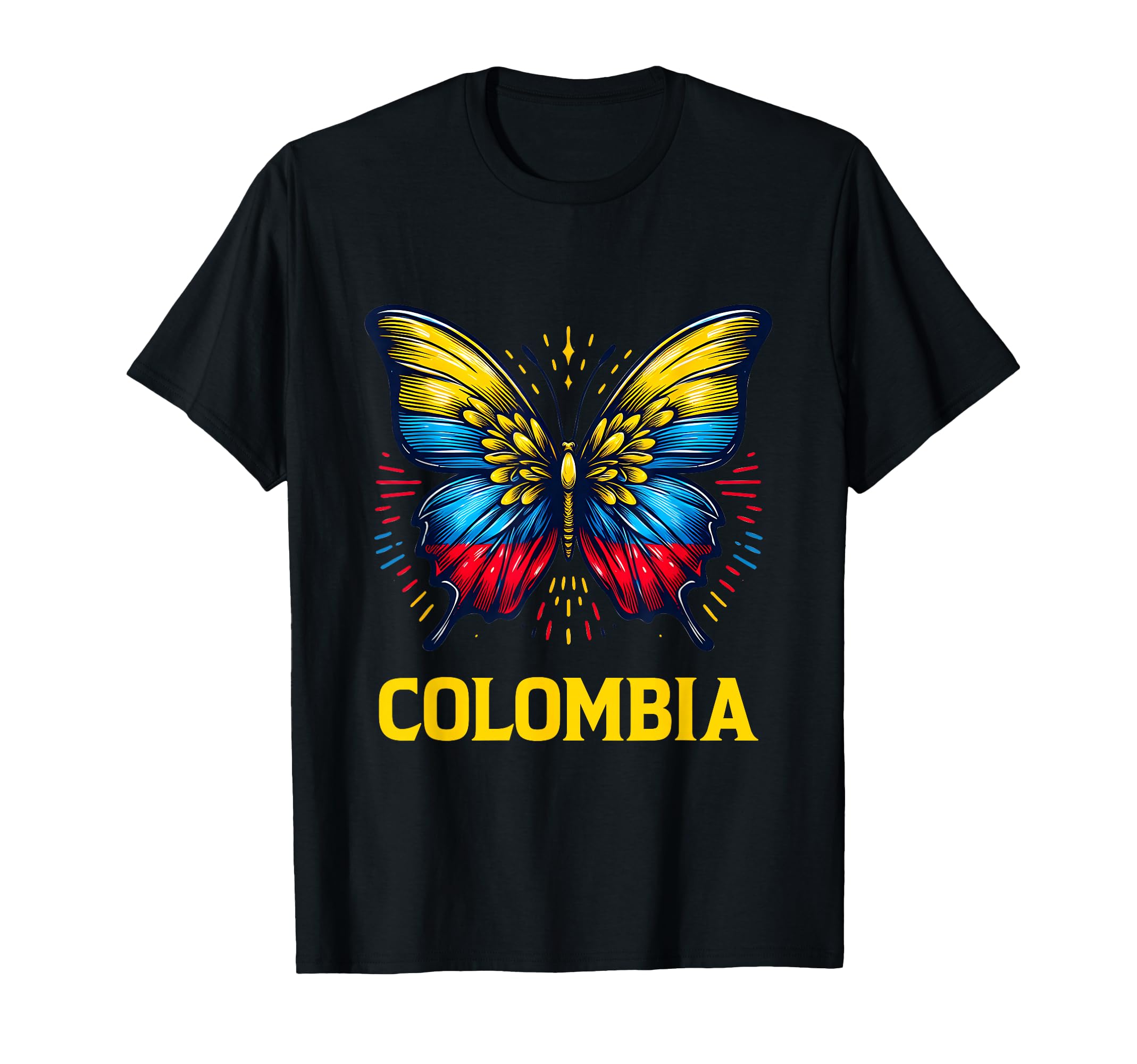 Vintage Colombia Beautiful Butterfly Country Colombian Flag T-Shirt
