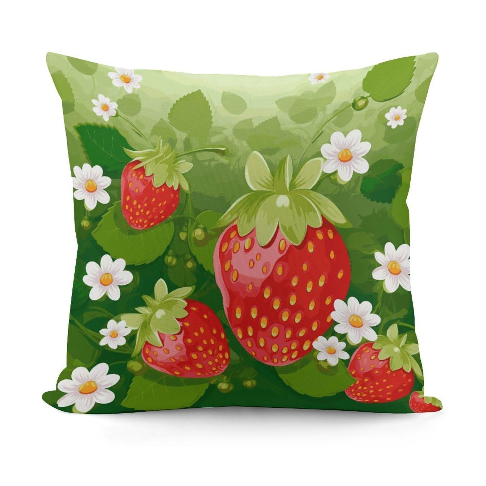 Adfgyerh Style Strawberry And Flower Decorative Pillow Covers, Throw Pillow Covers Soft For All Seasons, Pillowcases For Couch Living Room Sofa Bedroom 18X18 Inch