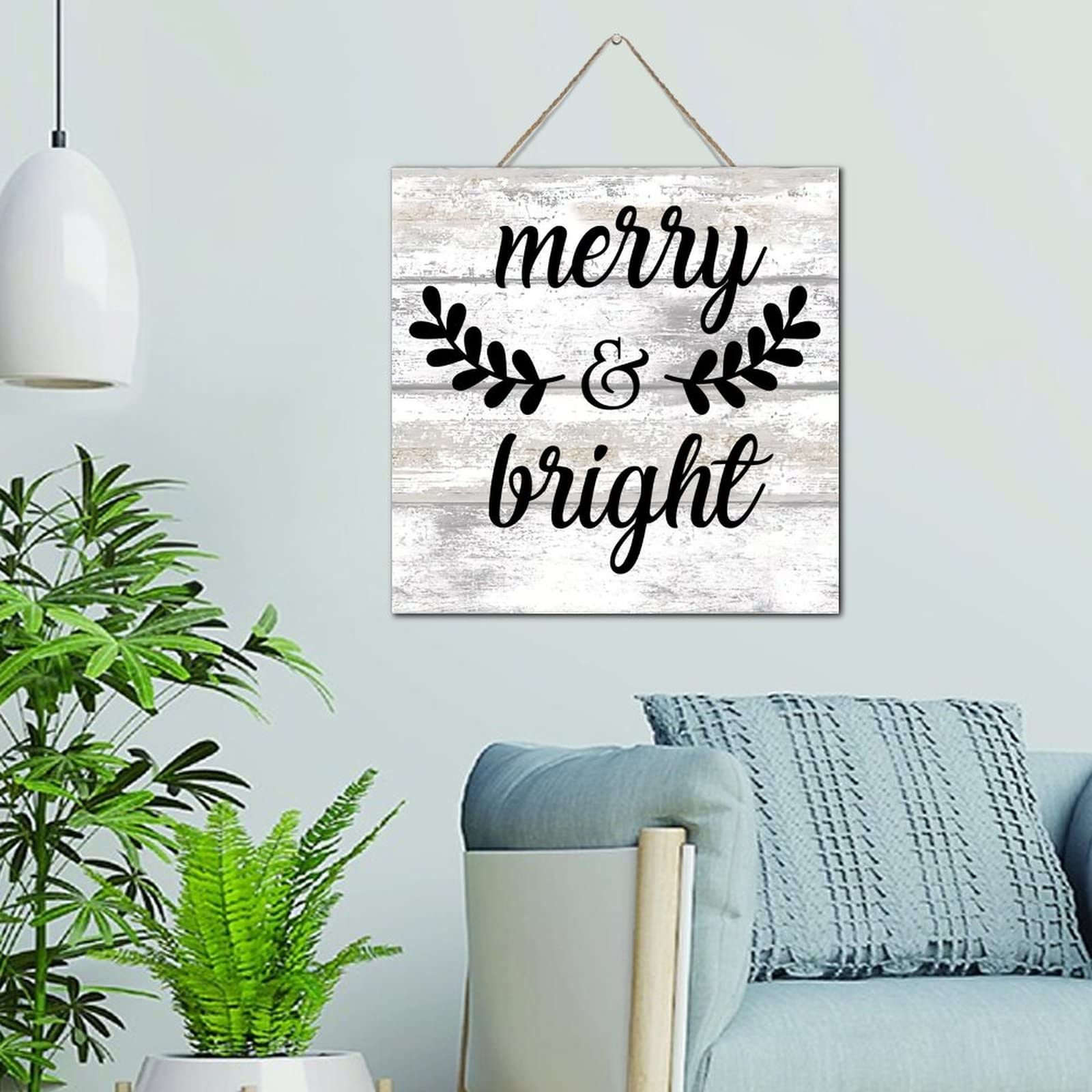 Décoration murale en bois Merry and Bright pour illuminer votre salon de Noël