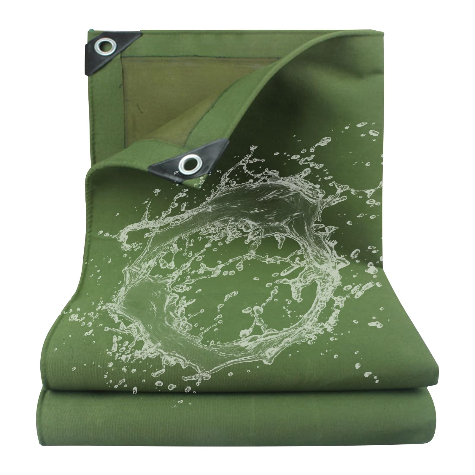 GJZQDKX Heavy Duty Waterproof Tarpaulin 4x6m (13.1ft x 19.7ft) Tarp Sheet with Eyelets Durable Camping Ground Cover Patio Shade Green Canvas for Outdoor Use