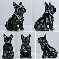 Vista 7 de suruim Colección de estatuas de bulldog francés de lujo, escultura de perro cromada doradaplateada, estatua decorativa de perro para decoración