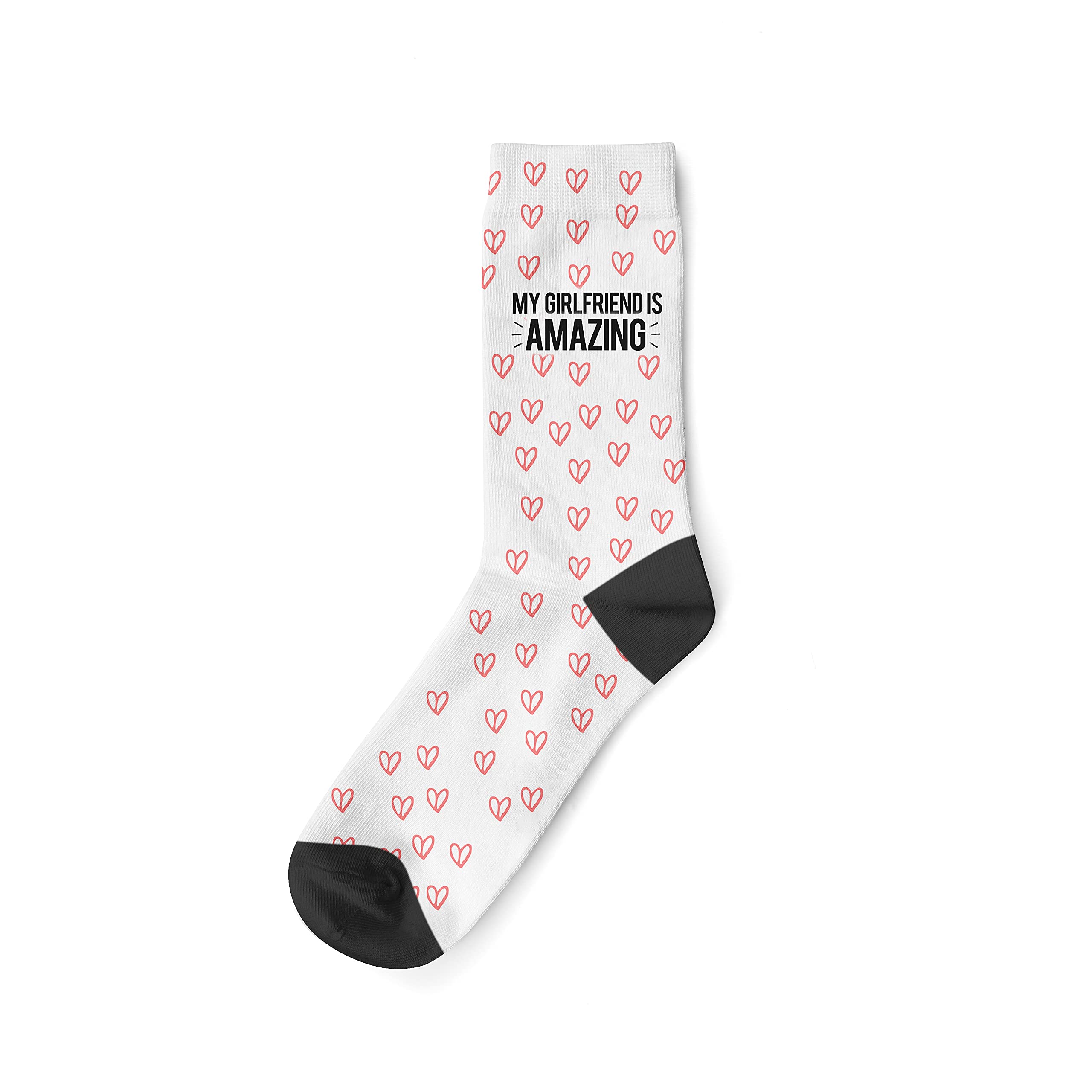 Banter Cards Unisex White My Girlfriend Is Amazing Socks - Funny Socks - Socks - Socks - Funny Gifts - Rude Gifts Valentines Gifts - Valentines Day - Boyfriend Gifts - Girlfriend Gifts