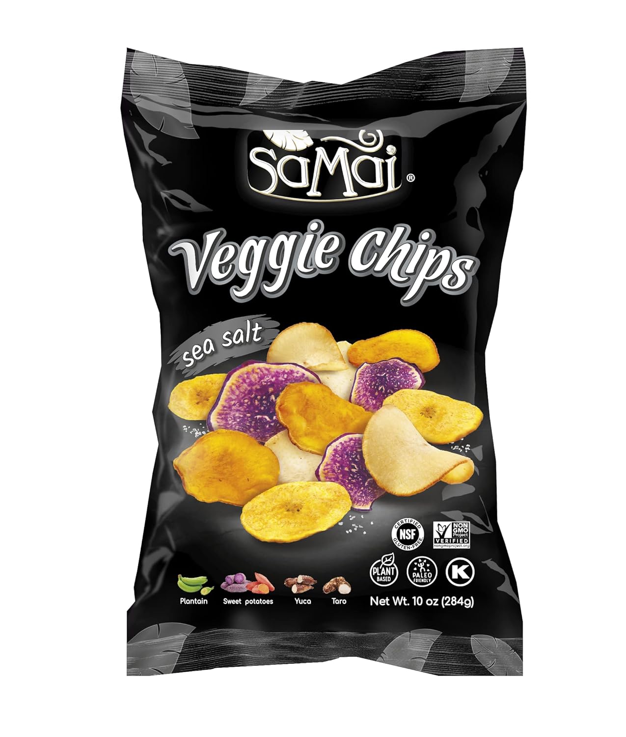 SAMAI Pacific Sea Salt Veggie Chips 10oz (Pack of 3) - Gluten Free, All Natural, NON-GMO and Kosher