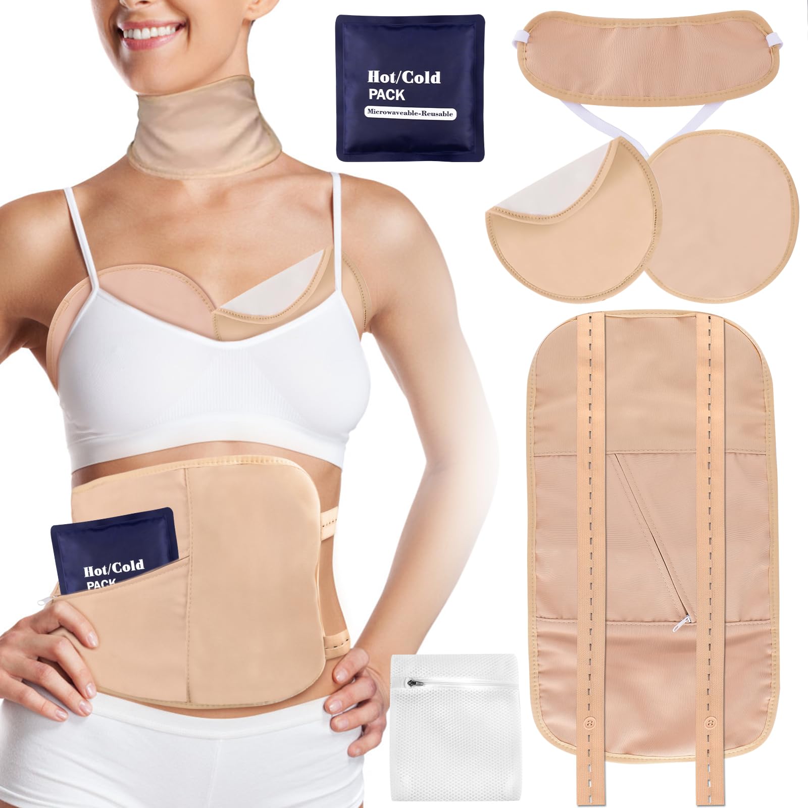 Photo 1 of 6 Pcs Castor Oil Pack Kit, Reusable Castor Oil Pack Wrap for Waist, Neck & Breast