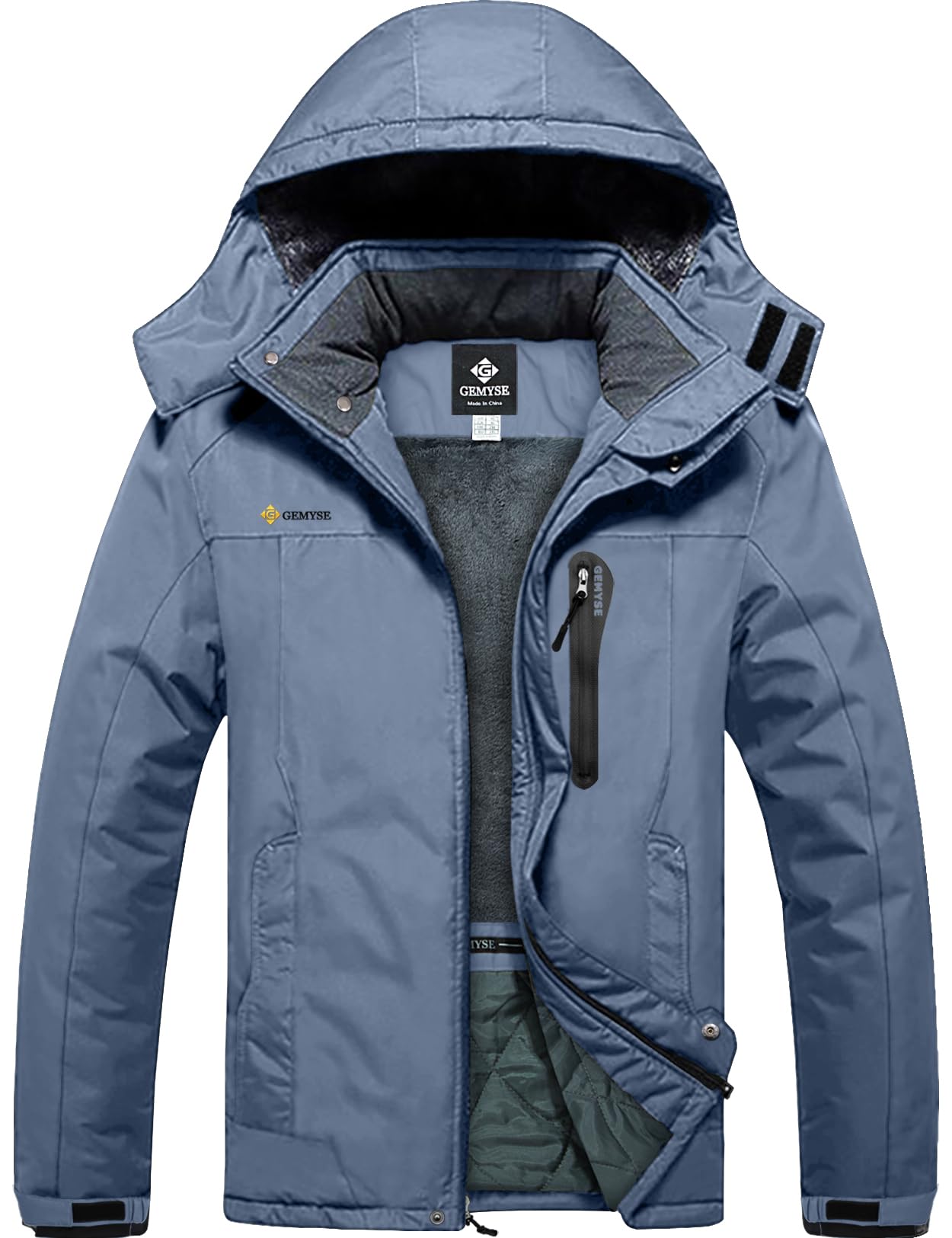 GEMYSE Men's Ski Snow Jacket Warm Winter Waterproof Coat Snowboard Rain Jacket Hooded Windproof Windbreaker