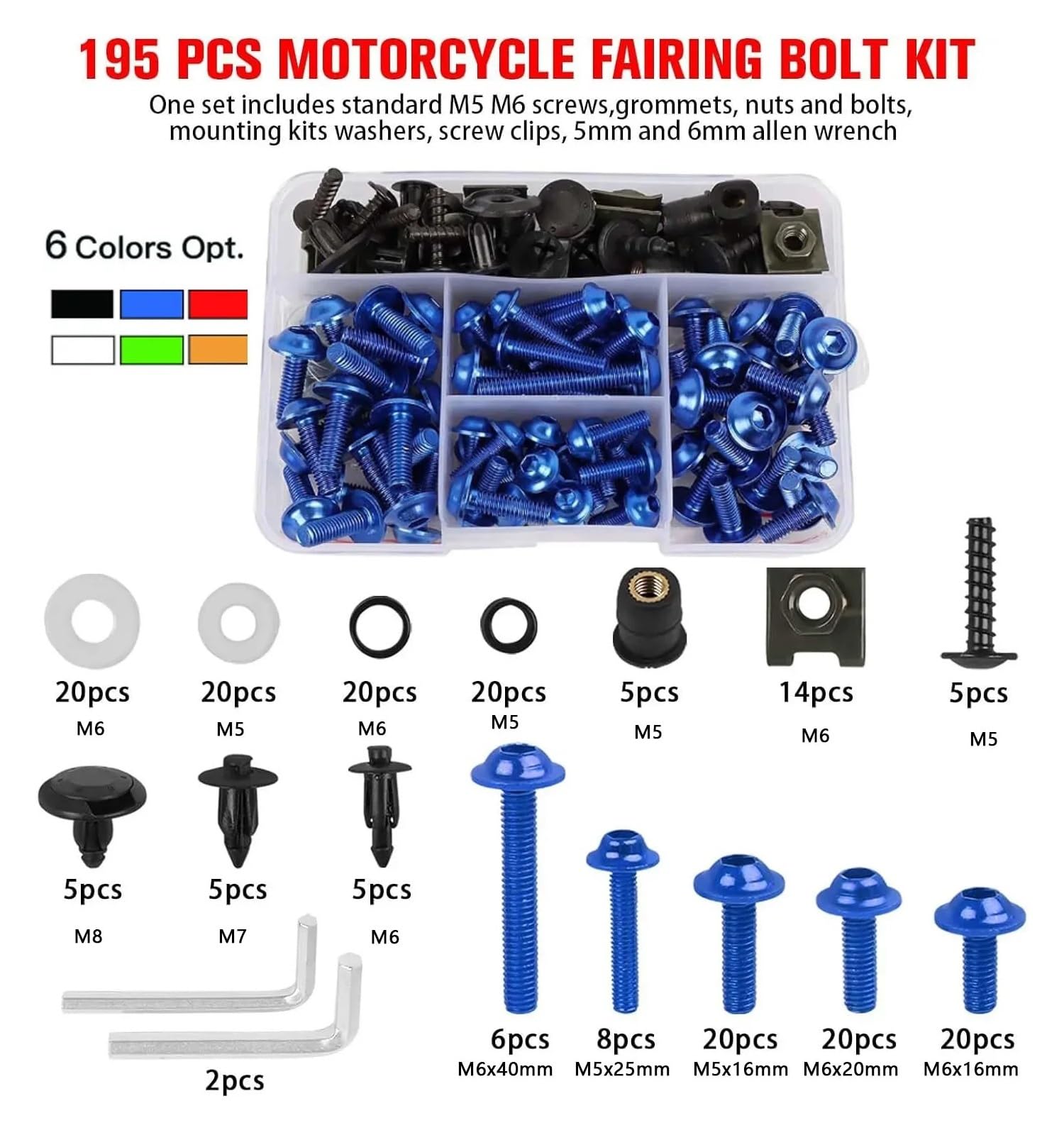 Viti carena moto Per YZFR1 YZFR3 YZFR6 YZFR7 YZFR25 YZFR125 YZF R1 R3 R6 R7 R25 R125 YZF-R1 Kit Bulloni Viti Carenatura Moto Dado Clip(Ee)