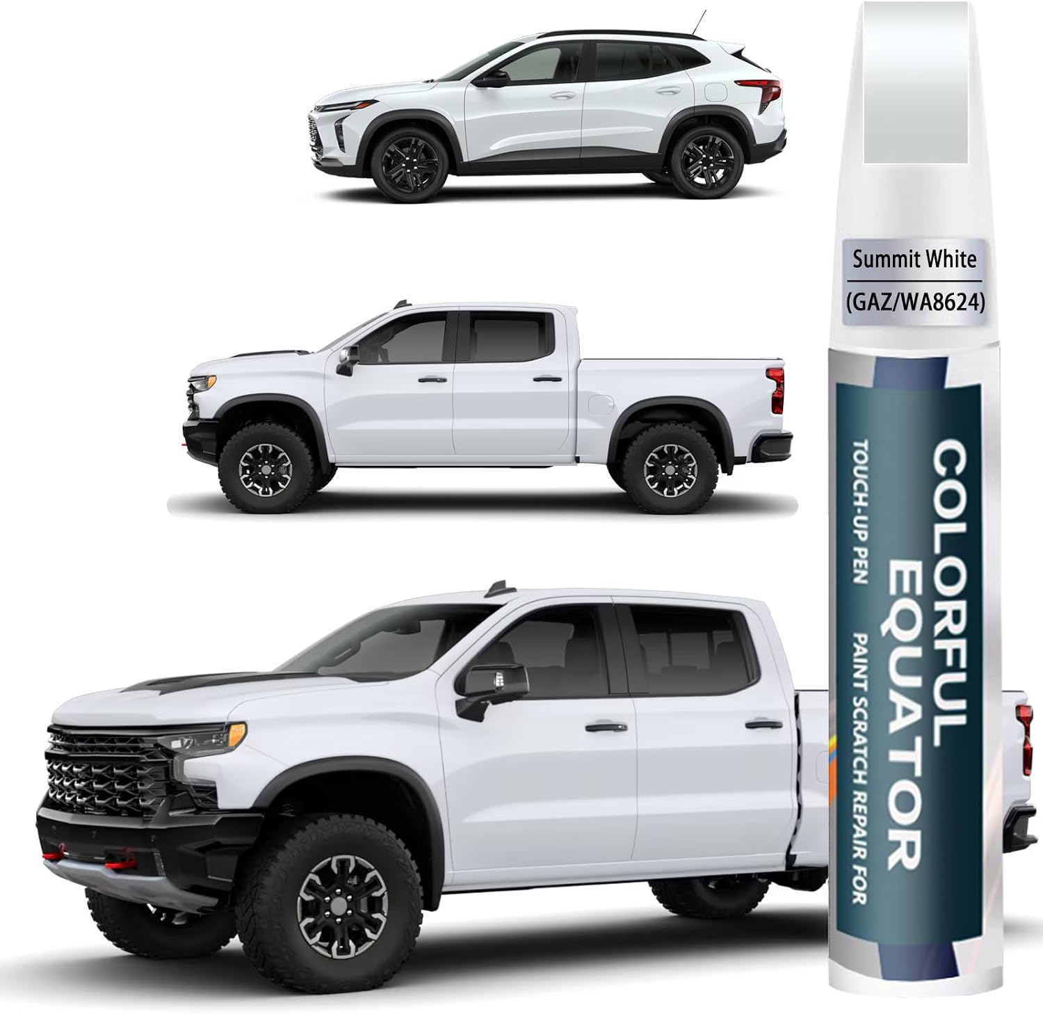 Summit White(GAZ/WA8624) Touch Up Paint Compatible with Chevrolet, Car Paint Pen Scratch Repair Two-In-One Touch Up Paint, Premium Car Scratch Remover for Deep Scratches