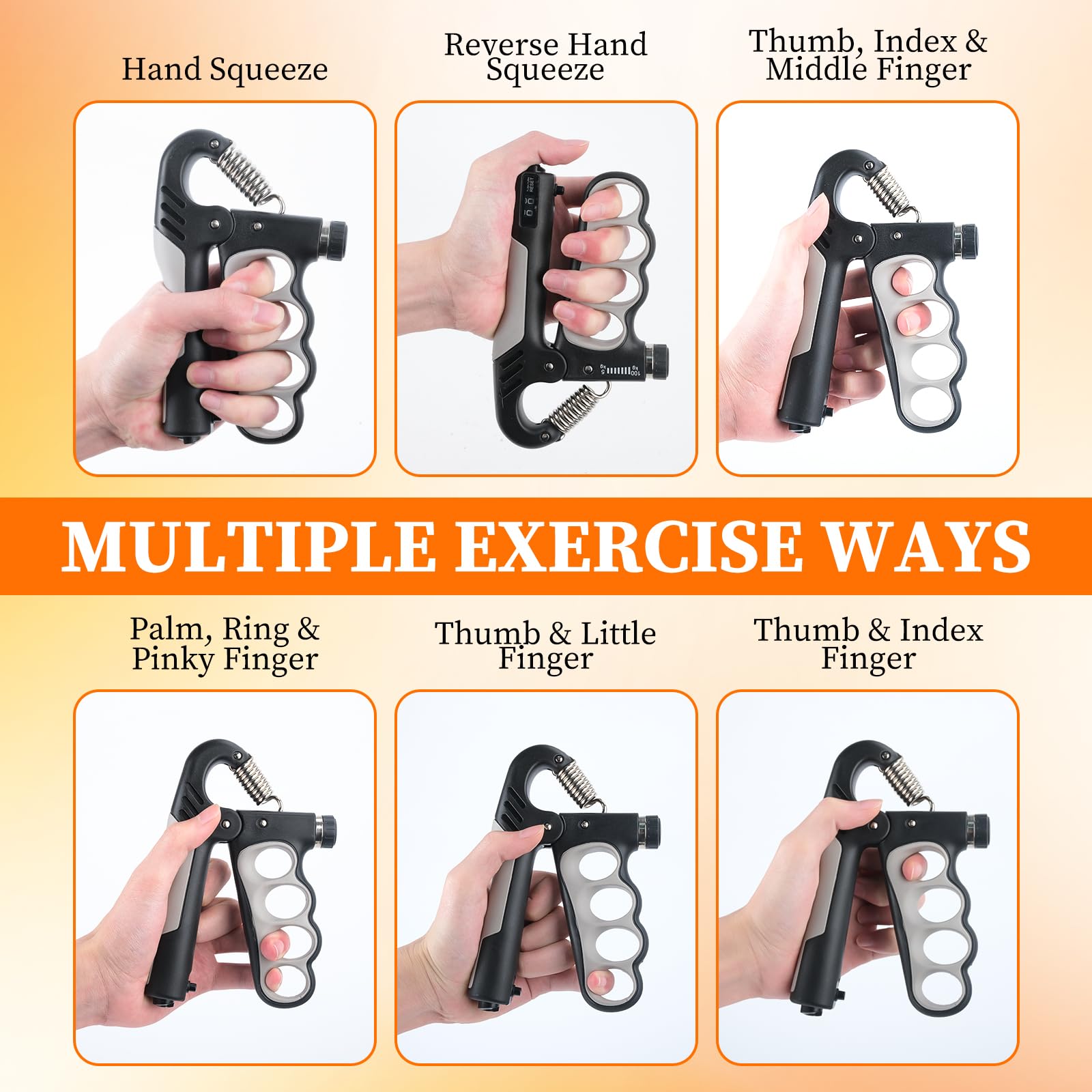 Hand Trainer Réglable - 10 à 100 KG - Compteur Digital - Hand Gripper Fitness - Doigt