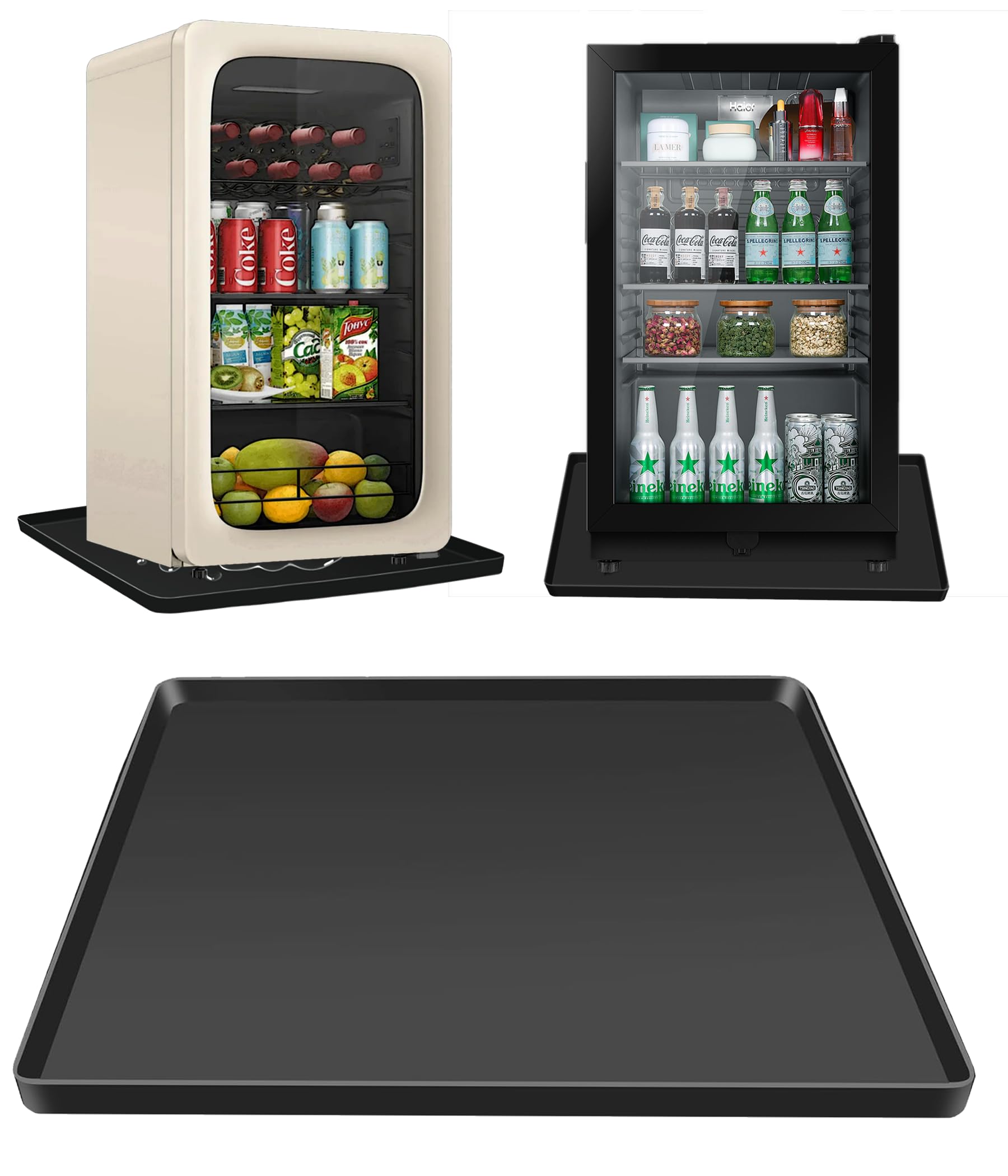 Mini Fridge Mat, 24''x24'' X0.8'' Mini Fridge Drip Trays Mat for Carpet Floor, Under Refrigerator Mat AC Conditioner Drip Pan, Silicone Mat for