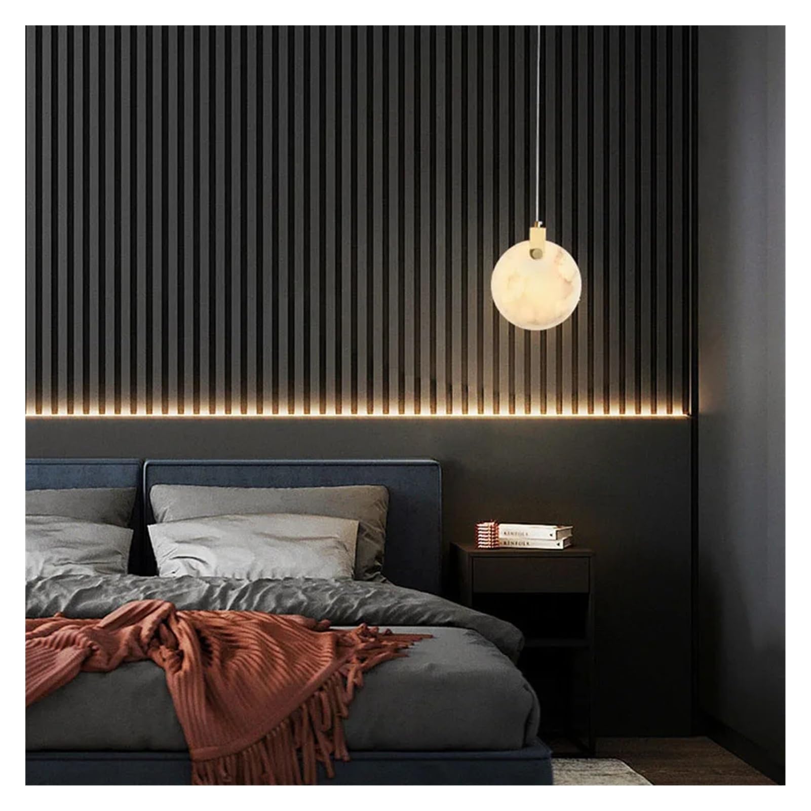 Lustre en marbre et cuivre avec éclairage led chaud pour luminaire de chambre moderne