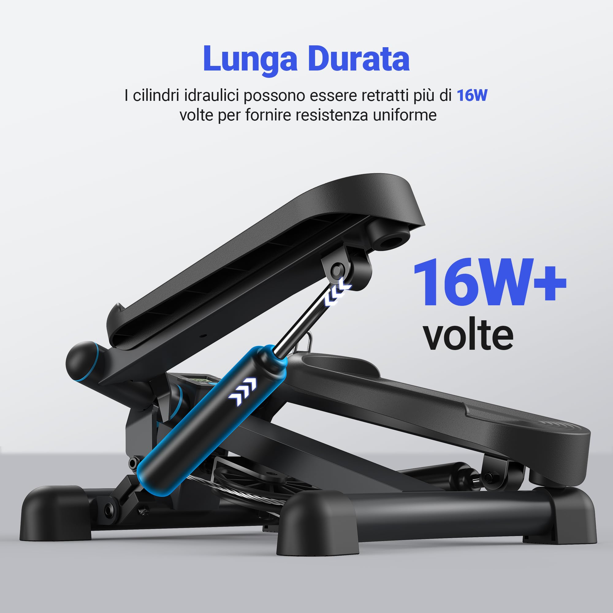 MERACH Stepper 2 in 1 per Casa, Mini Stepper Silenzioso da Fitness 150 kg con Monitor LCD, Stepper Oscillante Su-Giù con Power Ropes per Allenamento Gambe/Braccia/Glutei, Esercizio per Ufficio a Casa