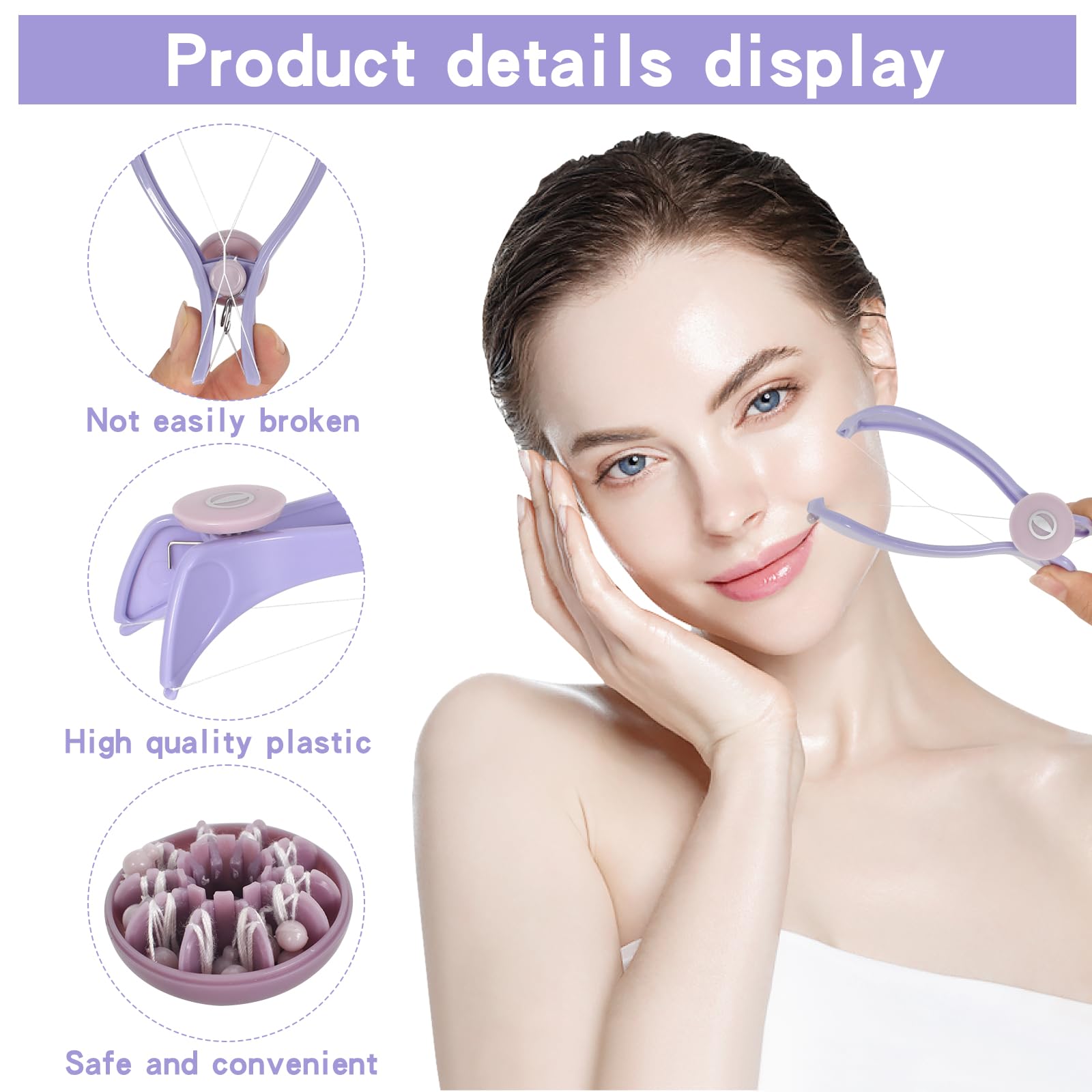Threading Hair Removal, Manual Portable Epilator Face Hair Remover with 9 Pre-Cut Extra Strength Threads - Image 3