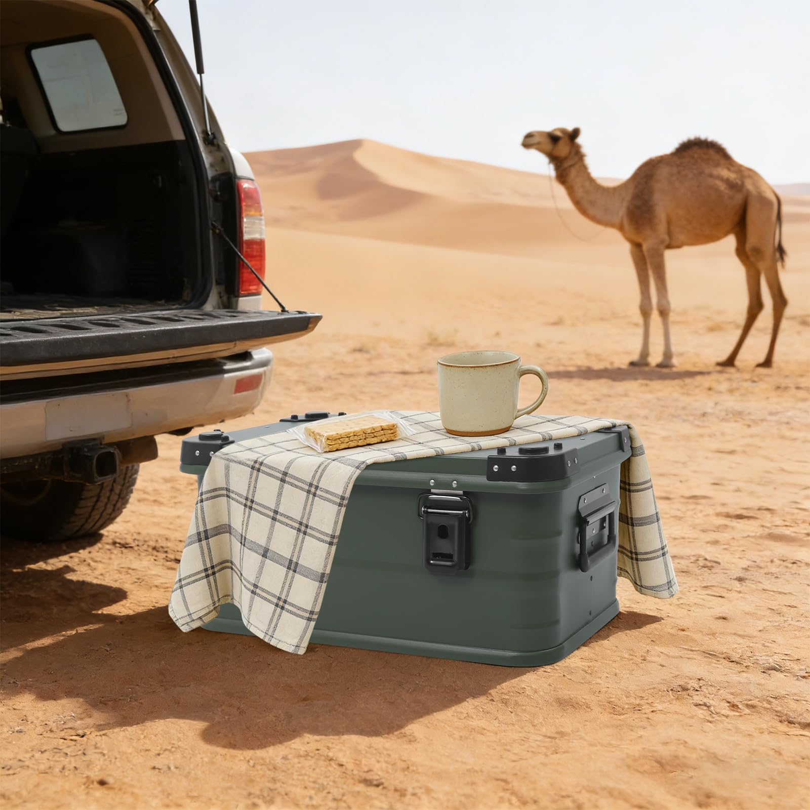 Picknick-Aufbewahrungsbehälter Aufbewahrungsbox (Armeegrün,30 l/7,93 gal)