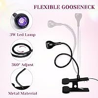 Vista 64 de AORAEM Lámpara LED UV para uñas: lámpara U V de cuello de cisne de doble cabeza para uñas de gel, luz LED de curación flash con 6 lupas para el Negro