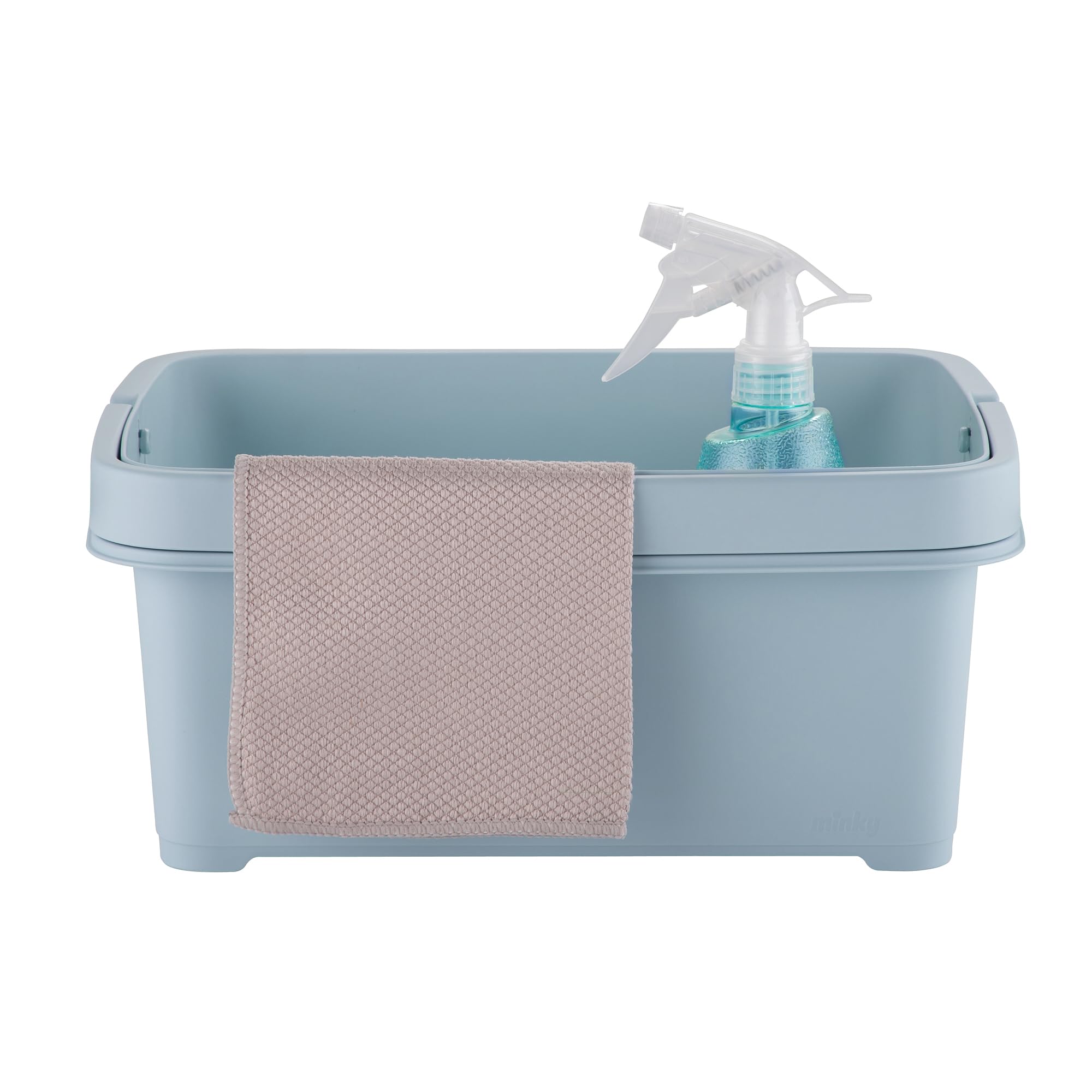 Minky Storage Caddy with Divider, Storage Basket with Divider, Foldaway Handle, Cleaning Caddy, Bathroom Storage & Organisation