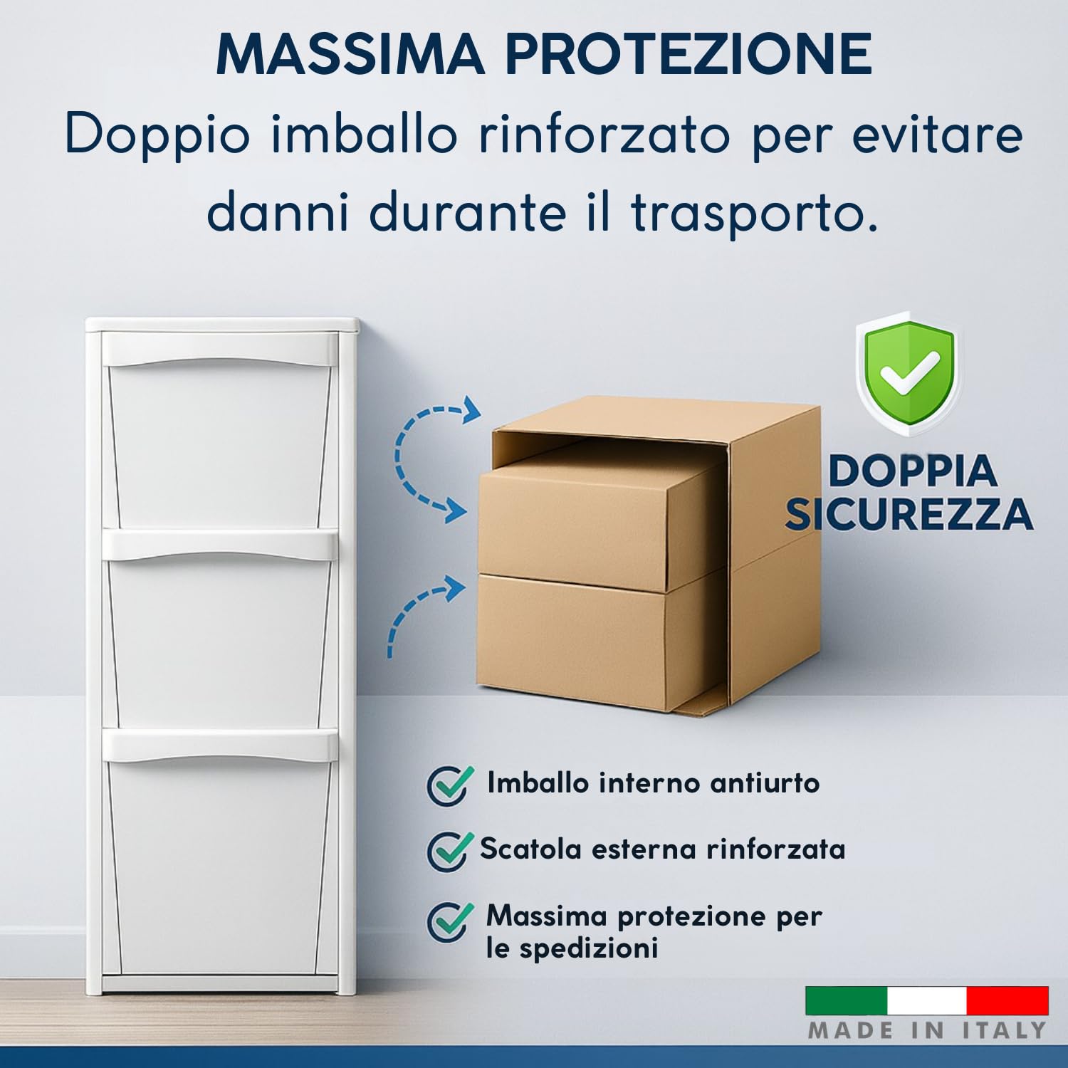 MOHOME Mobile Legno Raccolta Differenziata Bianco 101 x 40 x 25 Cm Made in Italy Cestino per Spazzatura da Cucina Contenitore Rifiuti 3 Vani Capacità 48 L Salvaspazio Casa Ufficio Già Montato