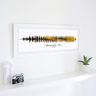 [SF Customizables] Panoramic Soundwave Art Night Sky Star Map Print, 1st Anniversary Gift for Men, Sound Wave Wedding Constellation Gift [Canvas Print]