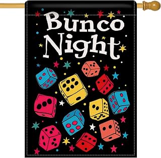 Artofy Bunco Night Large Decorative House Flag, Interests Game Dice Bingo | Hobbies Leisure Activity Yard Garden Outside Decor Party Gifts, Bunko Burlap Outdoor Home Decoration Double Sided 28 x 40