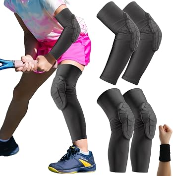Kids Knee and Elbow Pads 4 PCS Sports Protective Gear Children Youth Compression Leg Protective Knee Elbow Guard for Volleyball, Basketball, Baseball, Football, Cycling