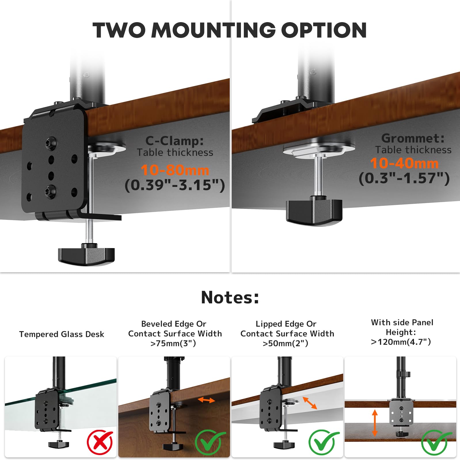PUTORSEN Supporto per 2 monitor per schermo da 17-32 pollici, fino a 9 kg | Altezza del palo di 438 mm con ulteriore campo di regolazione fine di 40 mm, braccio scorrevole VESA per 2 monitor