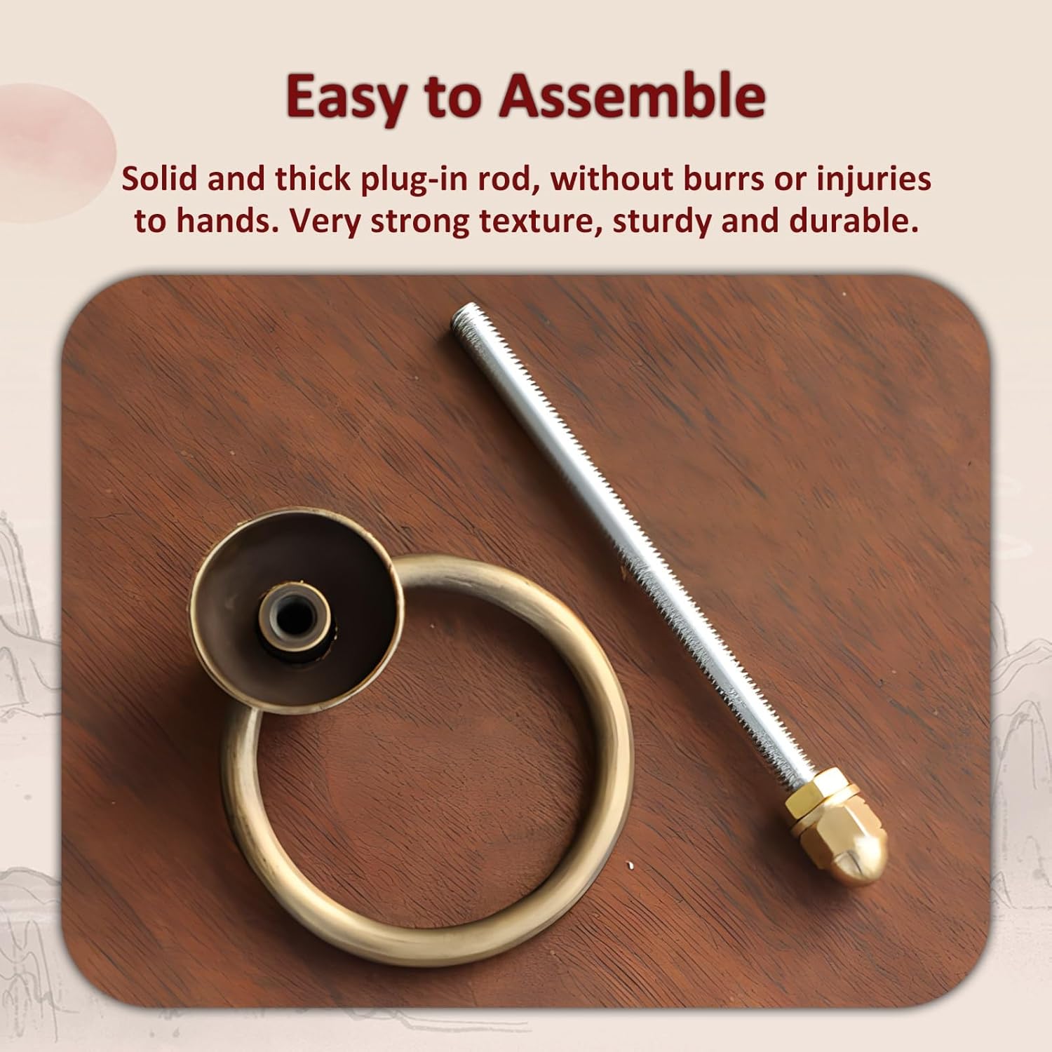 Door Knocker Bronze Door Ring Pull Handle, Decoration Door Knocker and Vintage Door Pull Handle, Not Easily Deformed(Gold,14cm/5.51in)
